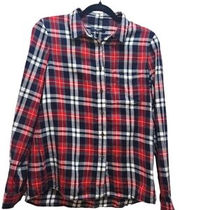 Madewell 1937 Red Navy Plaid Lightweight Flannel Women's Size M Gorpcore